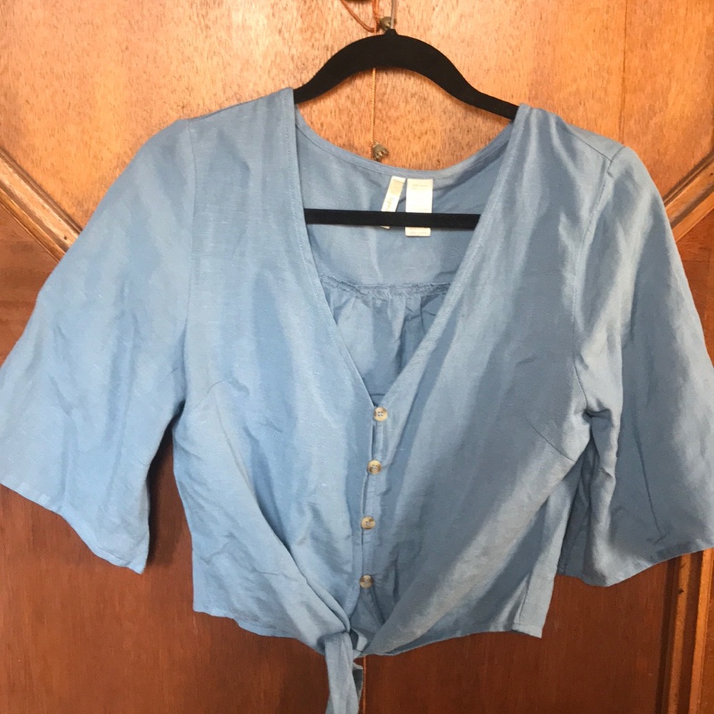 Blue linen like feel blouse.